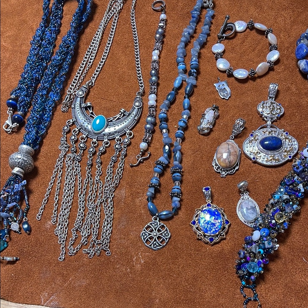Elegant Blue and Silver Jewelry Lot